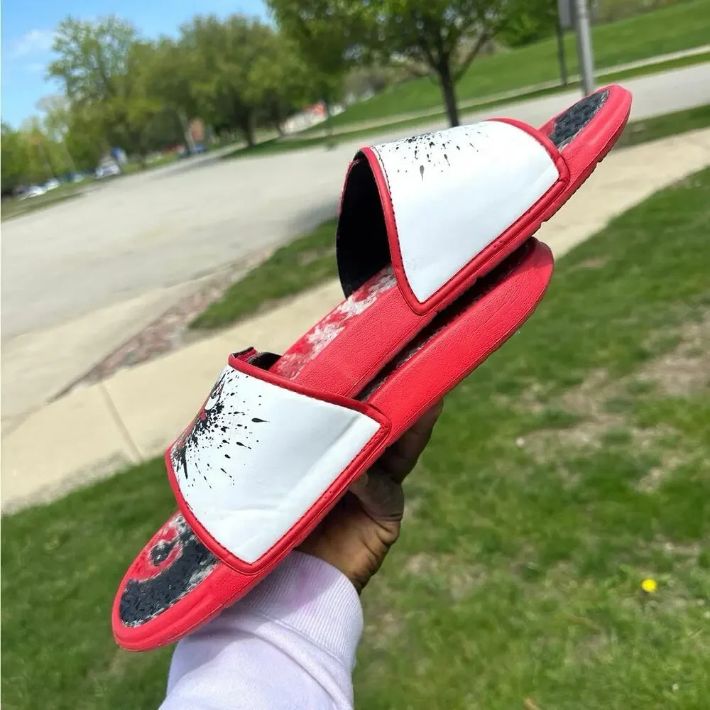 Chicago Bulls Team Pattern Gel‎ Slide Sandals Men’s Size 9/10 Red
